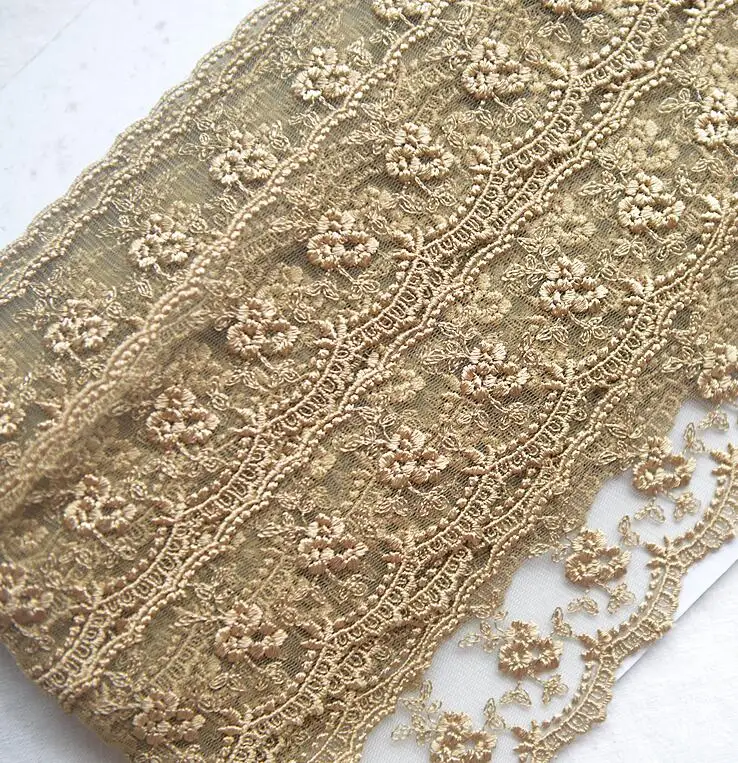 Lace Garment Accessories Lace Sewing Supplies Lace Accessories Lace Sewing Accessories 3 Meters Champagne Gold Thread Flower Net Dress Lace Trim Embroidery Lace 4.5cm Width