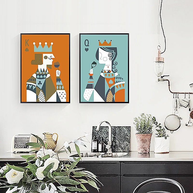 

SD LINLEEHON Queen king playing cards Posters For Home Decoration Wall Decor Prints Canvas Art Painting Wall Pictures Unframed