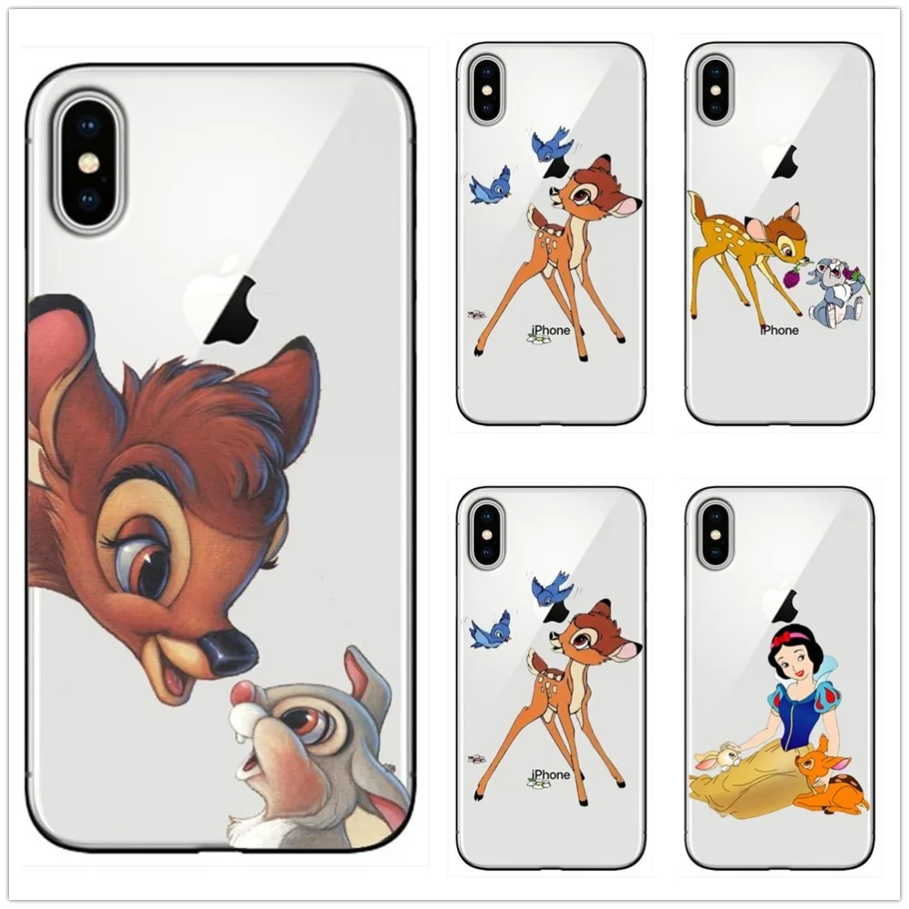 

lovely Bambi And Thumper Pattern Soft Silicon TPU Phone Case Cover for iPhone 6 6S Plus 7 8 Plus 5 5S SE X 10 Coque Capa