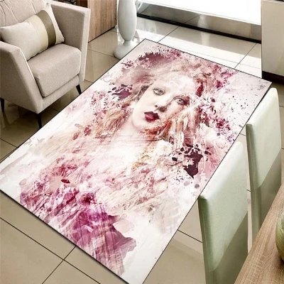 Розовый красивая модель Девушки Цветы 3d печать Нескользящая микрофибра Гостиная декоративный современный моющийся коврик