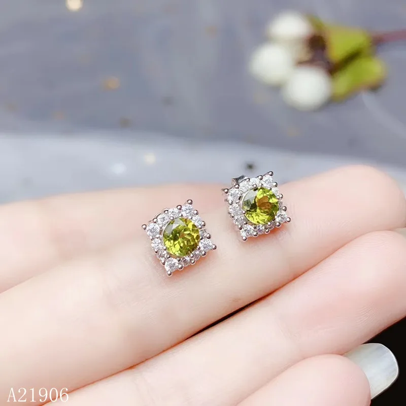 

KJJEAXCMY Fine Jewelry 925 sterling silver inlaid natural color tourmaline gemstone female earrings support detection