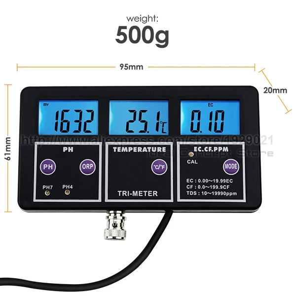 6 em 1 medidor de teste combinado profissional do phorpeccftds ppmtemperatura