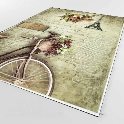 Else, зеленый, коричневый, винтажный, Эйфелева башня, велосипед, 3d принт, не скользит, микрофибра, для гостиной, декоративный, современный, моющийся коврик