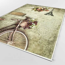 Else, зеленый, коричневый, винтажный, Эйфелева башня, велосипед, 3d принт, не скользит, микрофибра, для гостиной, декоративный, современный, моющийся коврик