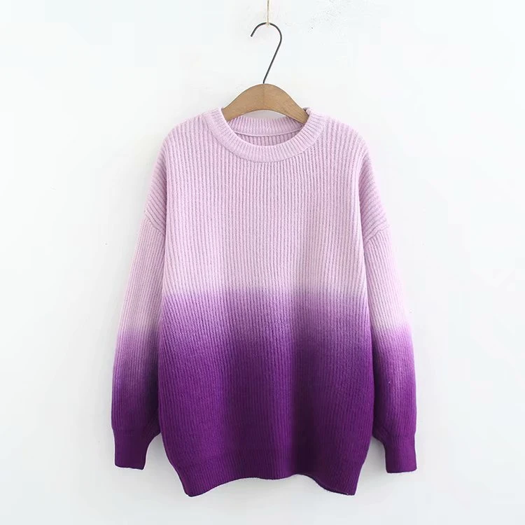 

2019 Fall Spring New Rainbow Color Tassel Sweater Women Loose Versatile Pullover Short Sweater Tops Female Blue Purple