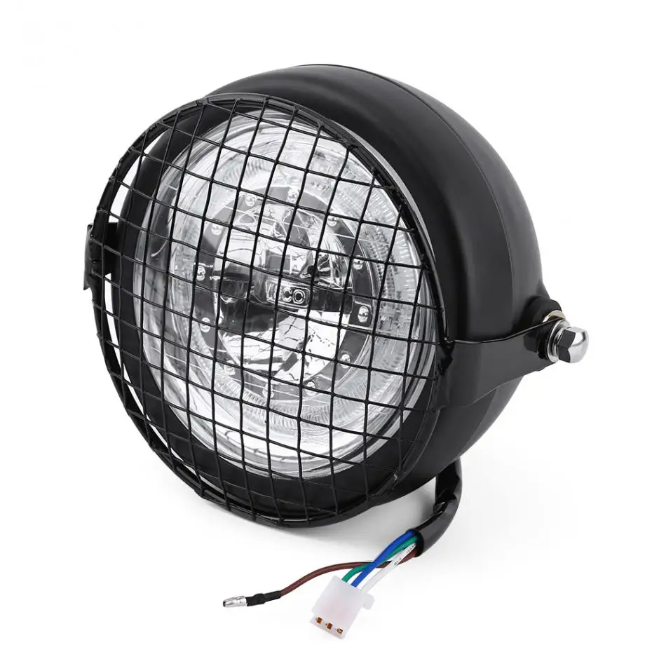 

Motorcycle Headlight LED Headlamp Grill Side Mount Cover With Bracket for Cafe Racer