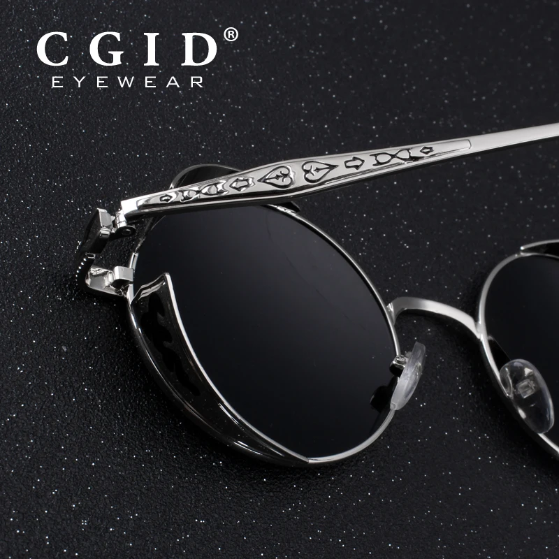 CGID Polarized Steampunk Sunglasses Round Metal Sun Glass Brand Designer Retro Vintage Glasses UV400 for Men& Women E71