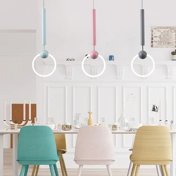 

Modern Art LED Kitchen Dining&bar Pendant Light Circle Ring Pendant Lamp for Living Room Haning Ring Circle Suspension Lighting