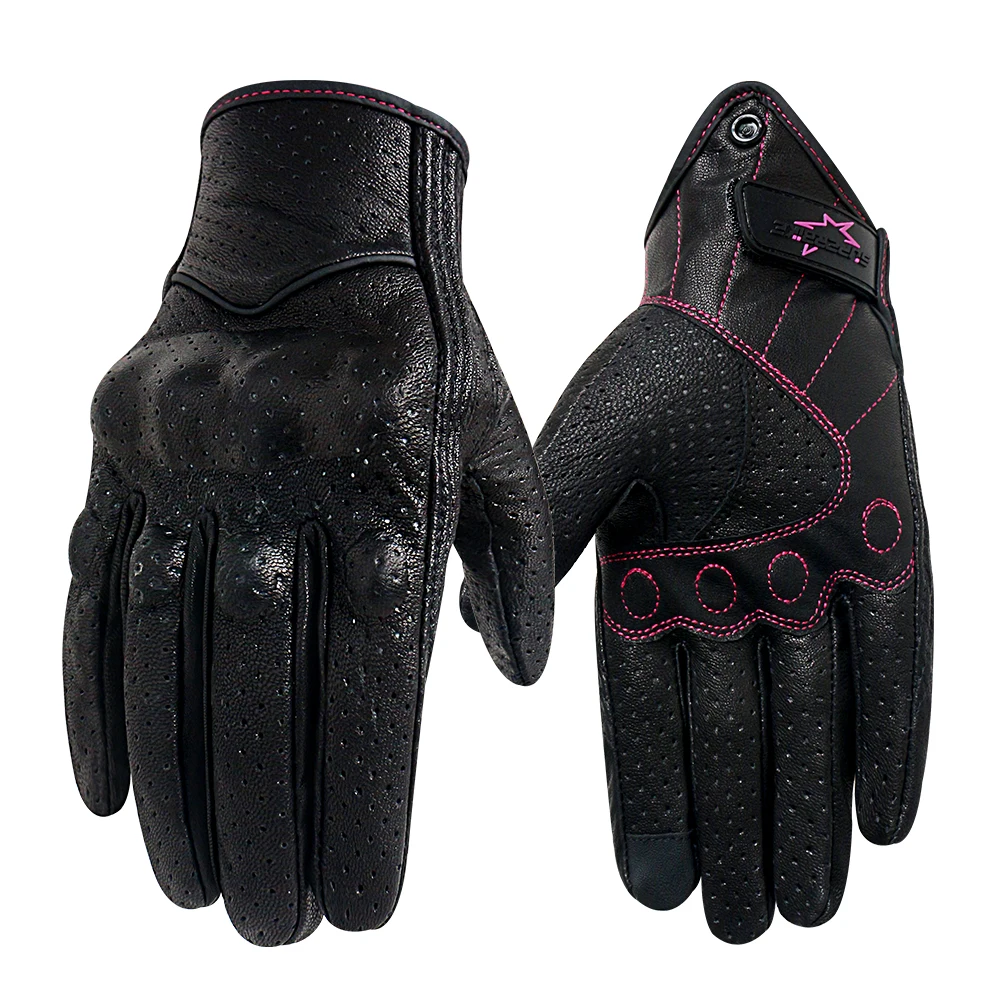 Motorcycle Gloves Women XS S M Leather Touch Screen Summer Motor