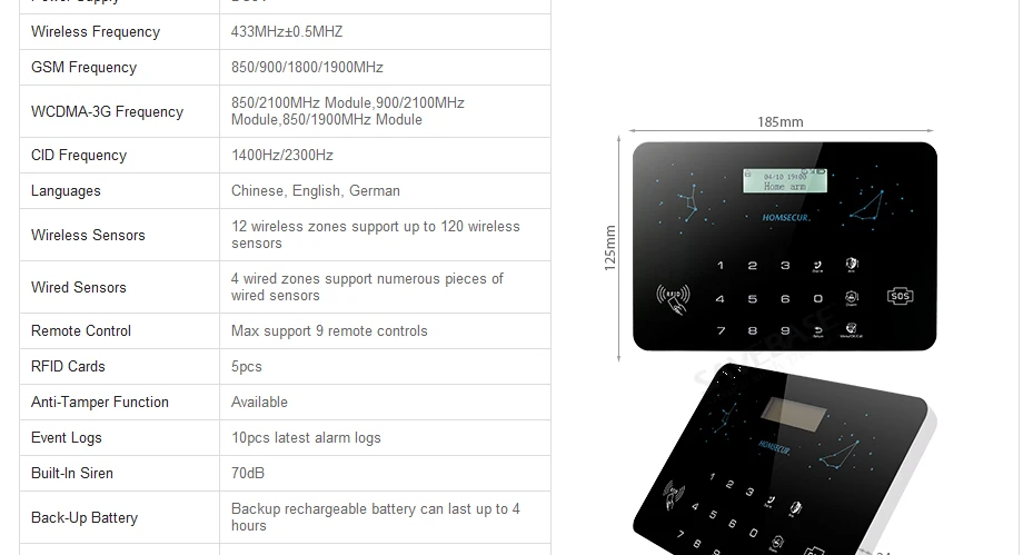 Homsecur беспроводный и проводной lcd 3g/GSM/PSTN SMS Автонабор охранная сигнализация аксессуары для DIY