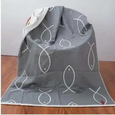 

140X70cm 100% Cotton 3 layers gauze towel soft fish bath towel large beach towel adult home towel blanket kids