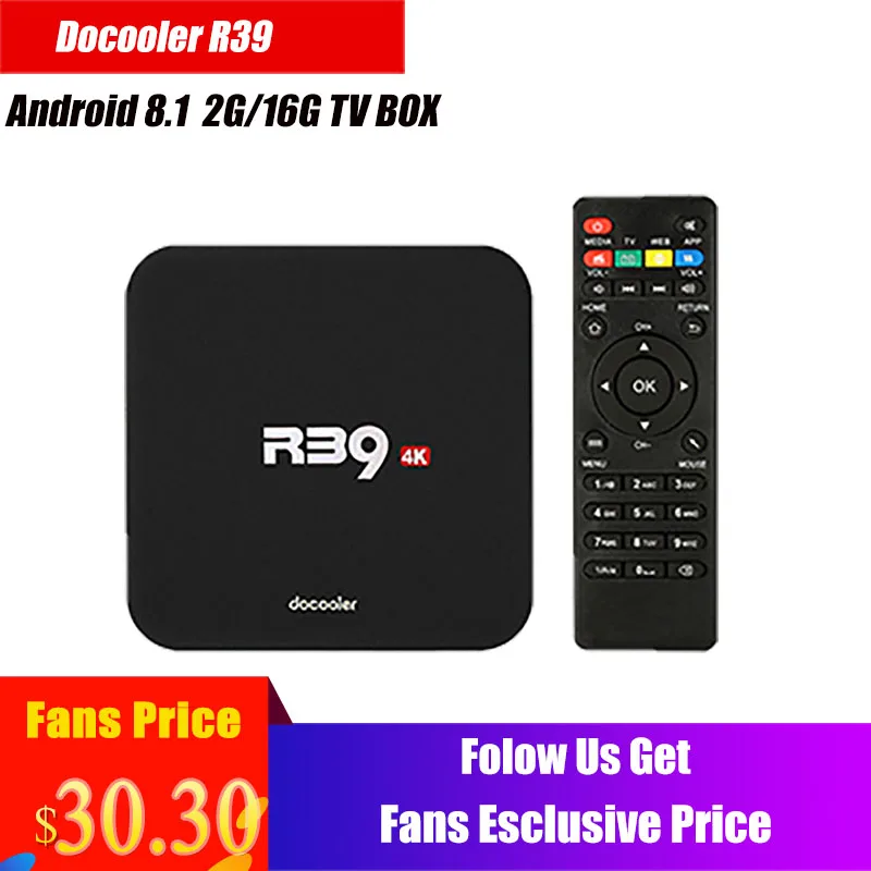 

Docooler R39 TV Box Android 8.1 RK3229 Quad Core Smart TV Android Box 4K 2GB/16GB WiFi H.265 HD Media Player PK X96 Box TV