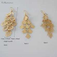 Минимальный заказ 10$, может быть смешанный дизайн/три стиля из желтого золота цвет со многими различными прелестями высокий 2," висящая серьга мотаться