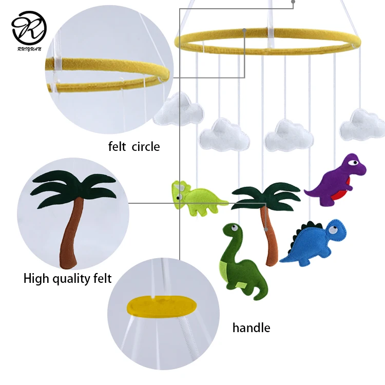 Ручной работы, Войлок динозавров, мобильный динозавр, мобиль для детской кроватки