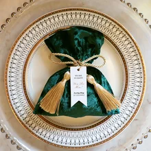 50 шт./партия на заказ бархатная Юбилейная помолвка свадебный душ шоколадный контейнер Свадебная сумка для конфет