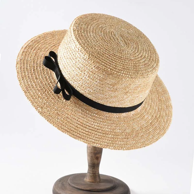 Высокое качество, Классическая Летняя Пляжная Шляпа с широкими полями, соломенная шляпа-канотье, шляпы от солнца для женщин 56-58 см - Цвет: 5cm brim