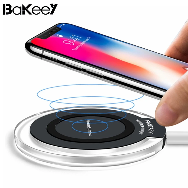 

Bakeey Portable mini 10W LED Light Qi Wireless Fast Charger Pad For iPhone X/8 for Samsung S8 S9 Edge Transparent Disk Charger