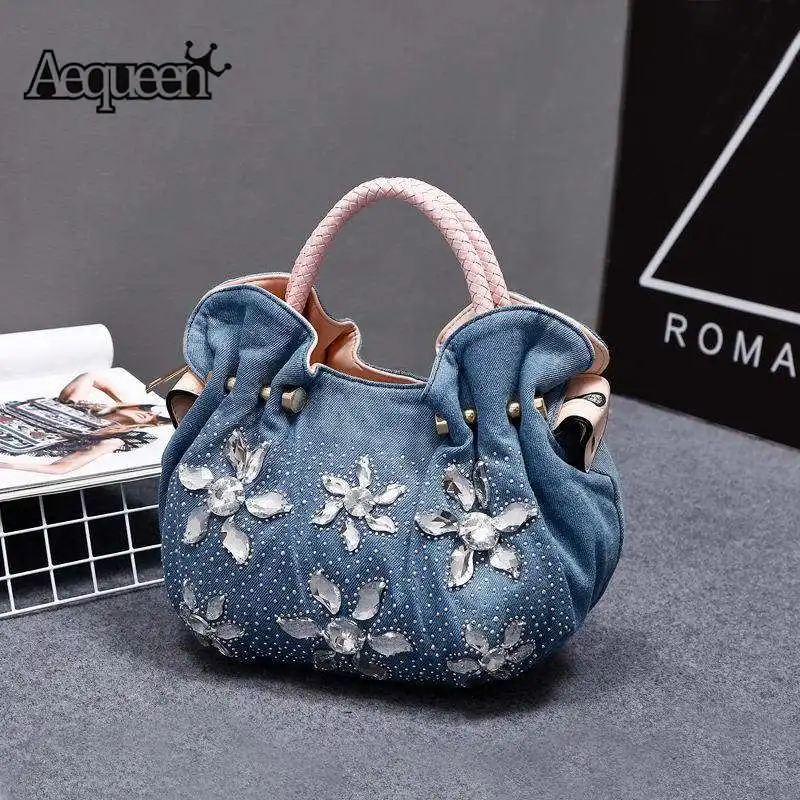 

AEQUEEN 2018 New Vintage Denim Women Handbags Totes Bags Female Luxury Shoulder Bags Woman's Small Bags Jean Bolsas Femininas