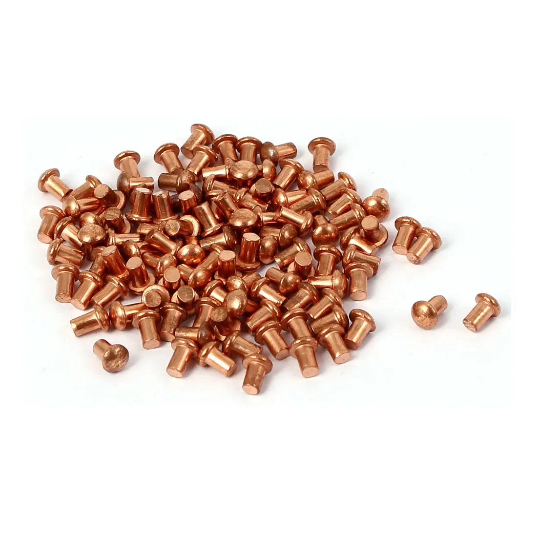 

2Mm X 3Mm Round Head Copper Solid Rivets Fasteners Gold Tone 4Mm Length 100 Pcs
