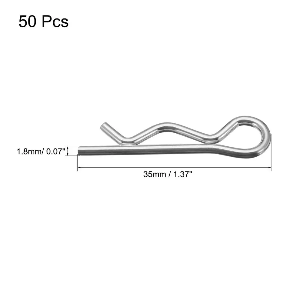 Шпильки UXCELL 50 шт. 1,6x28/1,8x32/1,8x35/2x40 мм из углеродистой стали R Образный Пружинный желоб зажим штыревое крепление аппаратные средства Серебряный тон