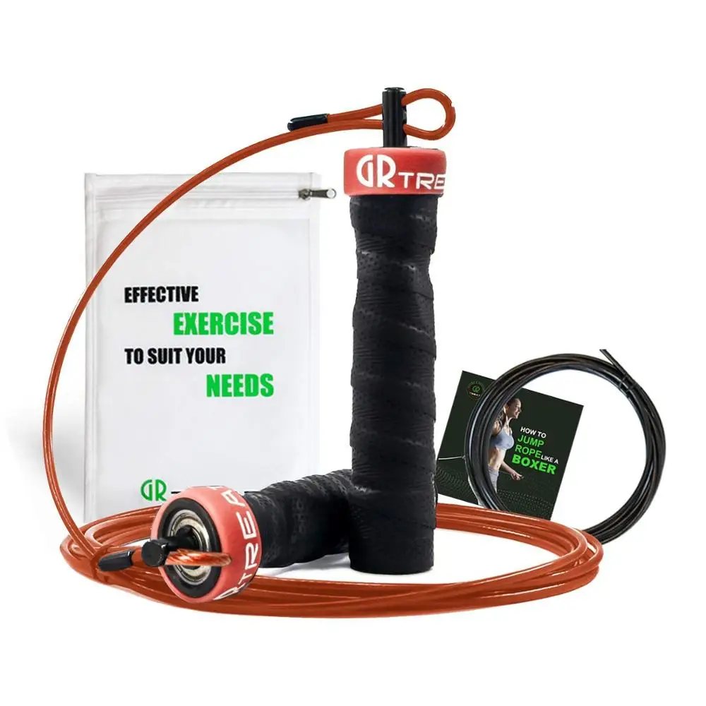 GR Скакалка для кроссфита утяжеленная скоростная Скакалка с нагрузочным блоком для фитнеса тренировки с сумкой Экстра веревка - Цвет: Красный