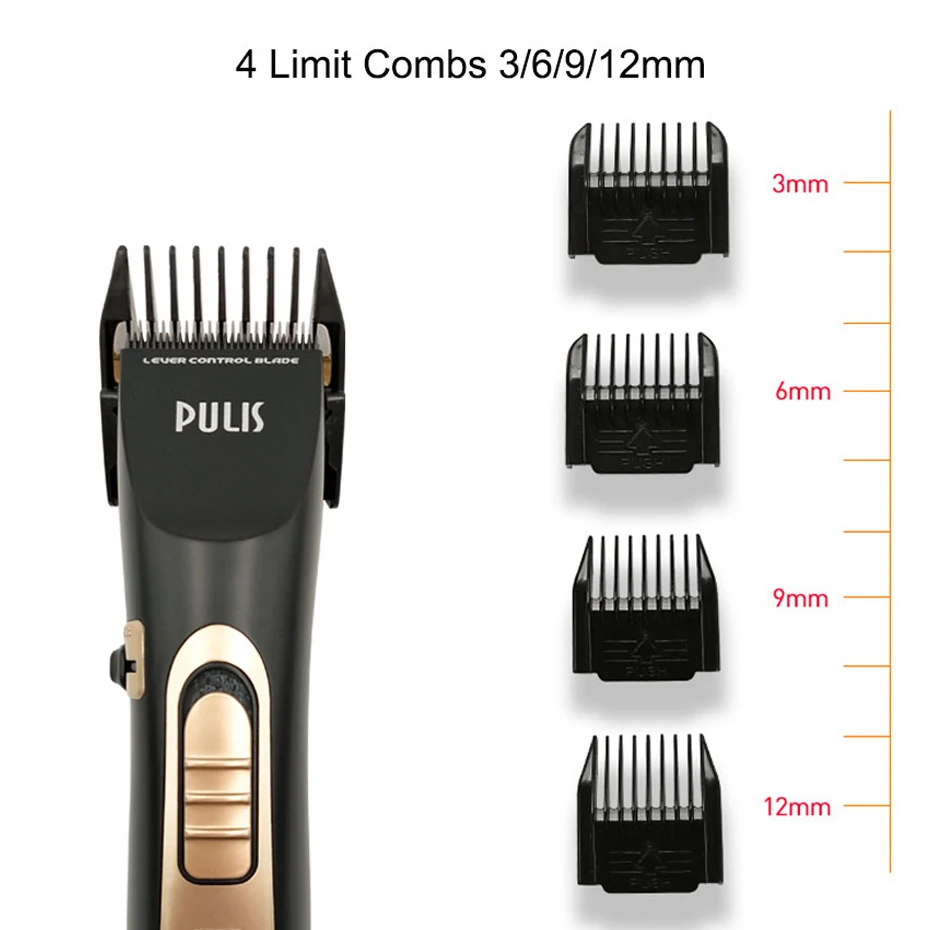 PULIS Electric Hair Clipper Professional Hair Trimmer 100-240V Rechargeable Hairstyle Tool Haircut