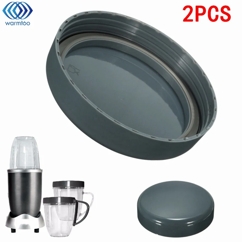 

2Pcs Juicer Replacement Cup Lid Stay Fresh Resealable Cap Spare Parts Gaskets For Nutribullet 900W With Rubber Plastic Gray