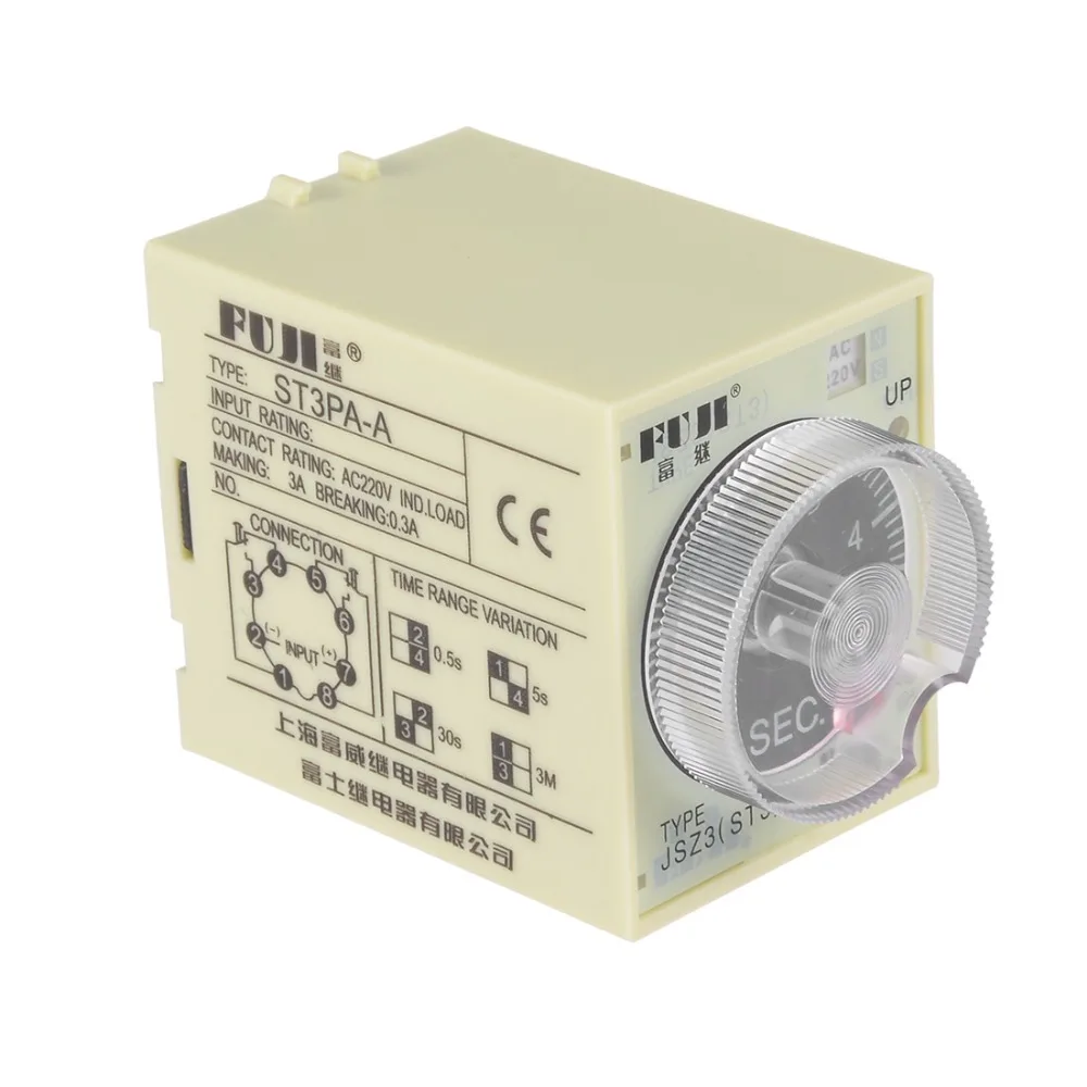 

UXCELL 8 Terminals Relays AC 220V 5S Range Adjustable Delay Timer Time Relay ST3PA-A Electrical Equipment Supplies Power Relays