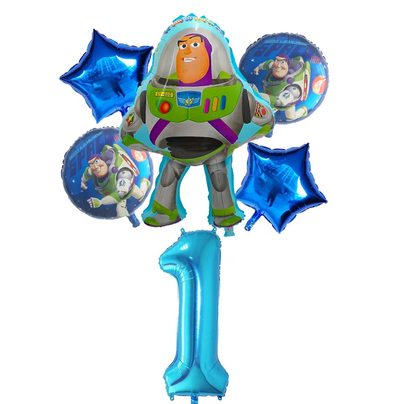 6 шт./компл. игрушка воздушные шары с Баззом лайтером с персонажами из мультфильмов из фольги гелиевый 30 дюймов номер синие шары история с днем рождения воздушные шары