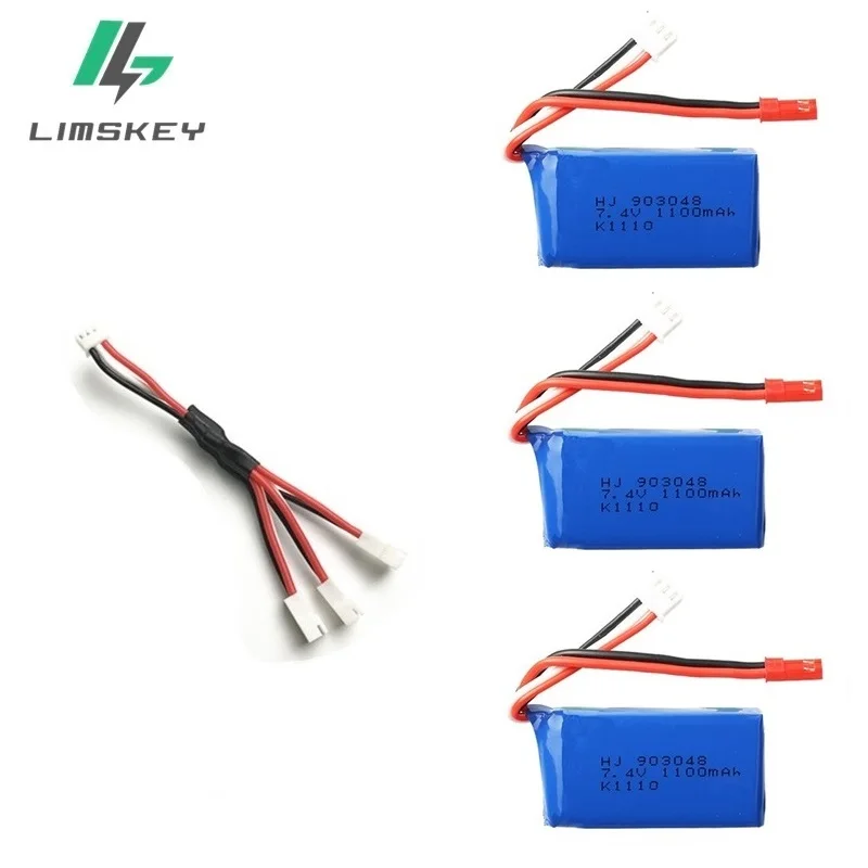 3 шт. для Wltoys A949 A959 A969 A979 K929 LiPo батарея 7,4 V 1100mah 903048 25c Lipo батарея для RC вертолета самолета автомобилей лодки - Цвет: Цвет: желтый