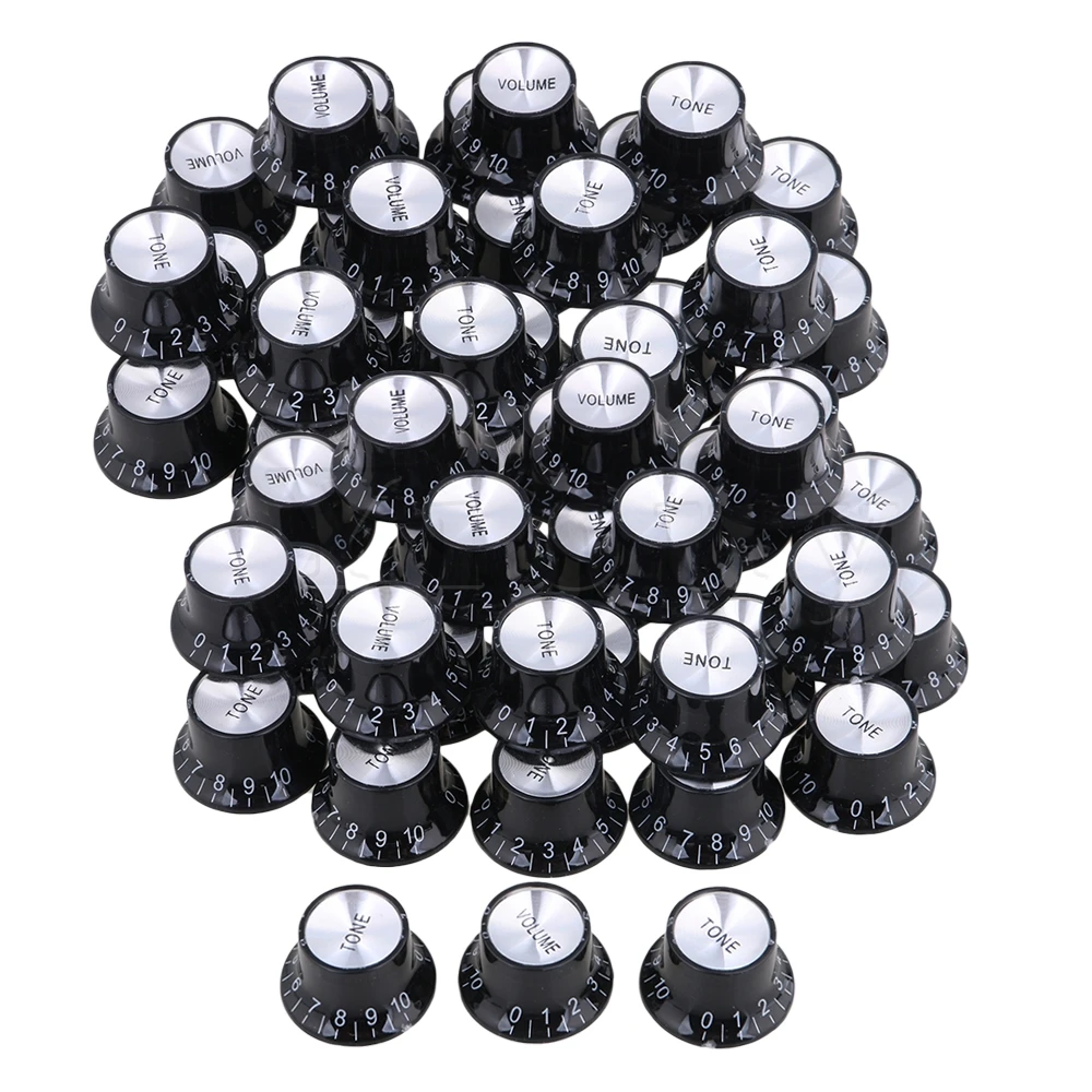 

Yibuy 50 pcs Black Guitar Hat Aluminum Speed Control Knobs Replacement White Number