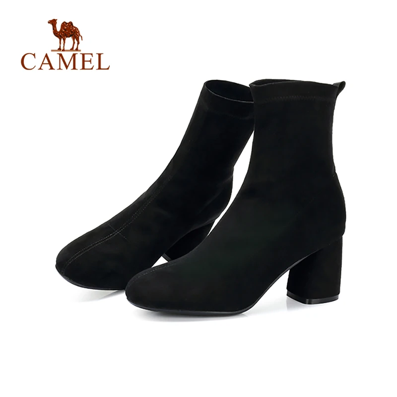 

CAMEL Women Casual Fashion Ankle Short Boots For Ladies High Heel Retro Rome Short Boots Women Leather Wild Soild Simple Boots