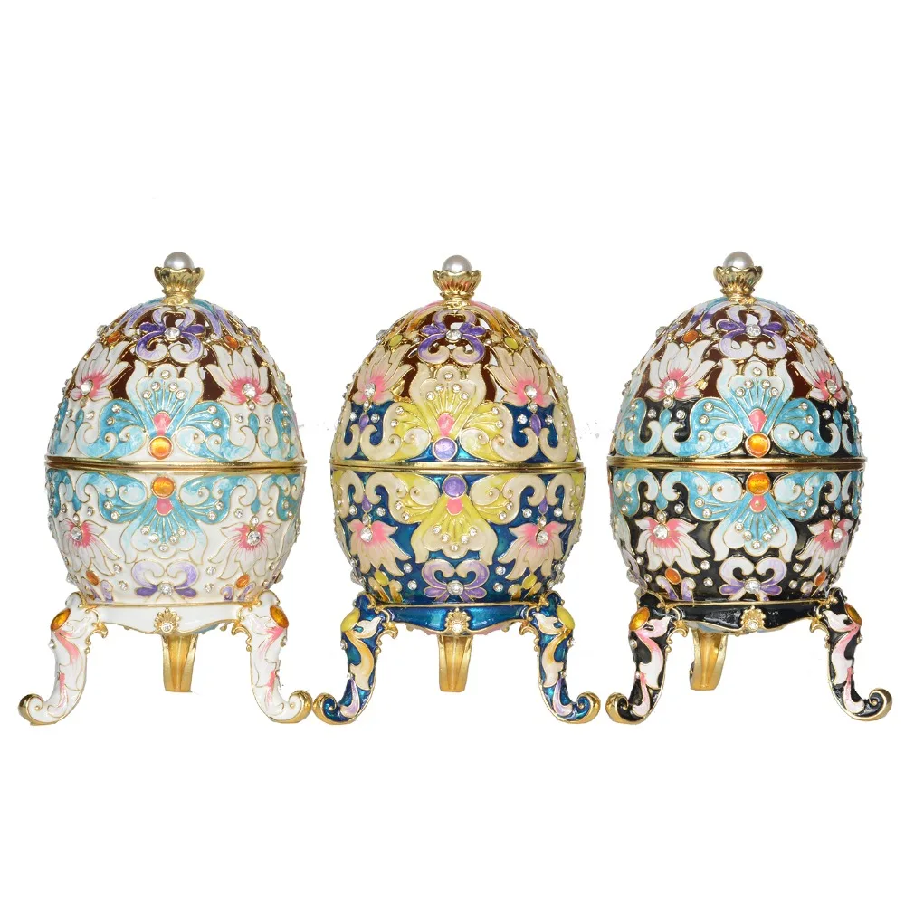 

big Faberge egg jewery trinket box Russian craft royal Russian egg trinket box bejeweled bling jewelry collectibles gifts