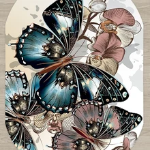 Else коричневый цветочный темно-синий Бабочка 3d узор принт Нескользящая микрофибра гостиная современный Овальный моющийся ковер