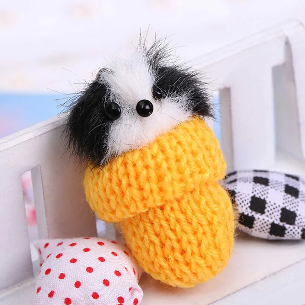 

Color Random!!! Fur Pompom car pendant Charm Women Bag Pendant Fluffy Keychain Small Animals in a hat Imitation hair Keyring