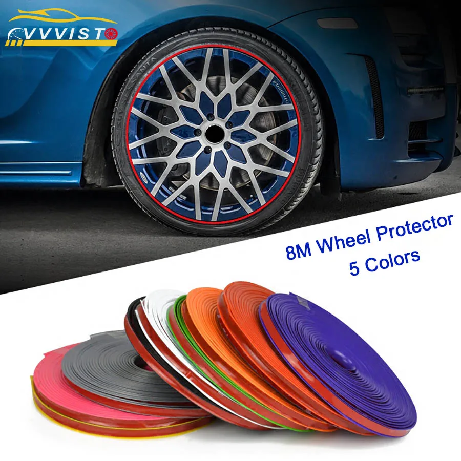 

Car Sticker 8M/Roll Wheel Hub Tire Sticker Decals Auto Decor Styling Strip Wheel Rim Tire Protection Car Covers Auto Accessories