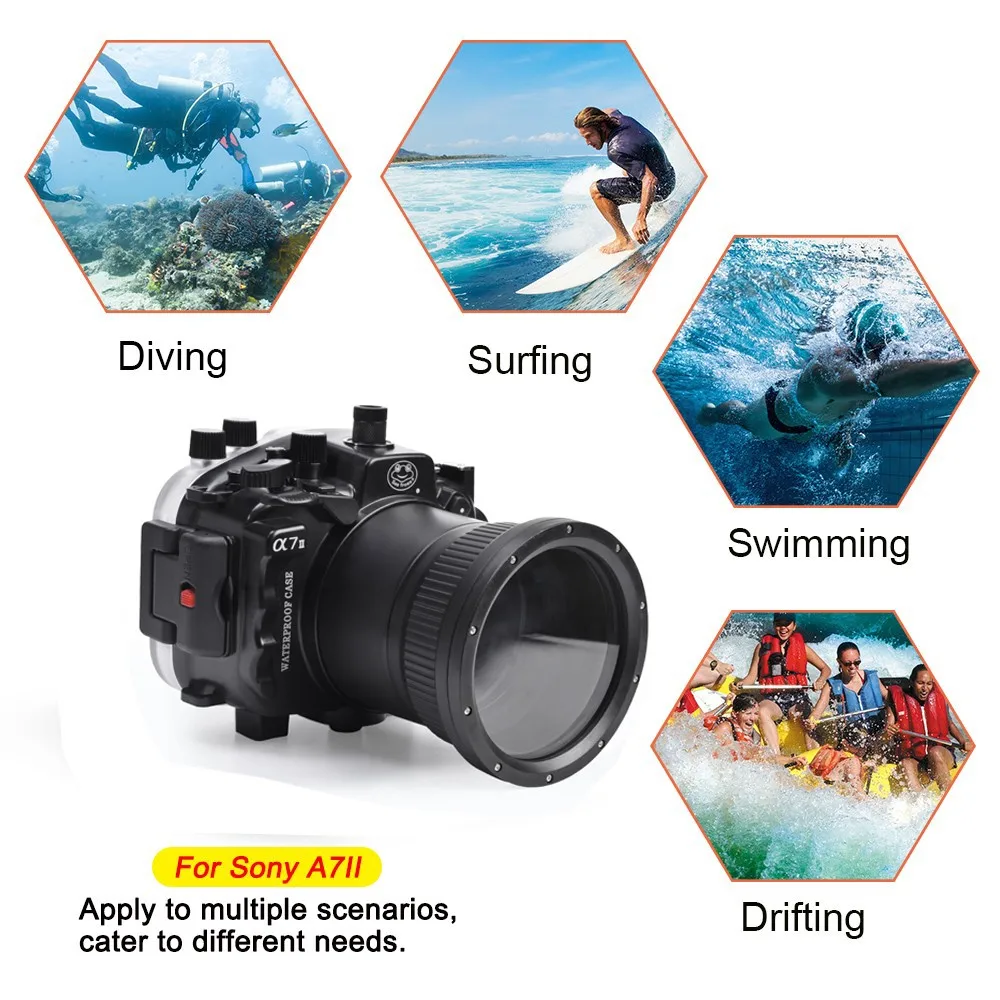 Seafrogs 40 м 130 футов подводный водонепроницаемый чехол для sony A7M2 A7R2 A7S2 A7 II A7R II A7S II поддержка 28-70 мм с ручкой