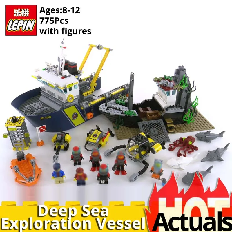 

LEPIN 02012 Deep Sea Exploration Vessel boat set compatible legoINGly City 60095 model Building Blocks Bricks educational toys