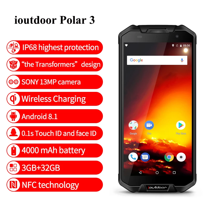 Ioutdoor Polar 3 Android 8.1 Rugged Smartphone 5.5\ Ioutdoor Polar 3 Android 8.1 Rugged Smartphone 5.5\