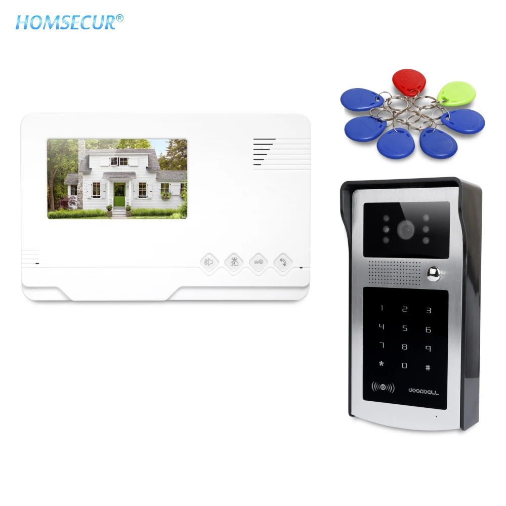 HOMSECUR 5 5-дюймовый видеодомофон для входной двери с одной кнопкой разблокировки