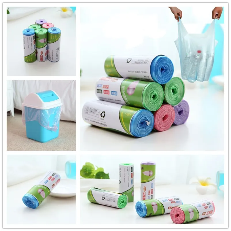

Colorful Home Trash Bag Household Cleaning Tools 1 Roll 20X Garbage Waste Trash Clean Up Rubbish Bags Kitchen Toilet Home Use