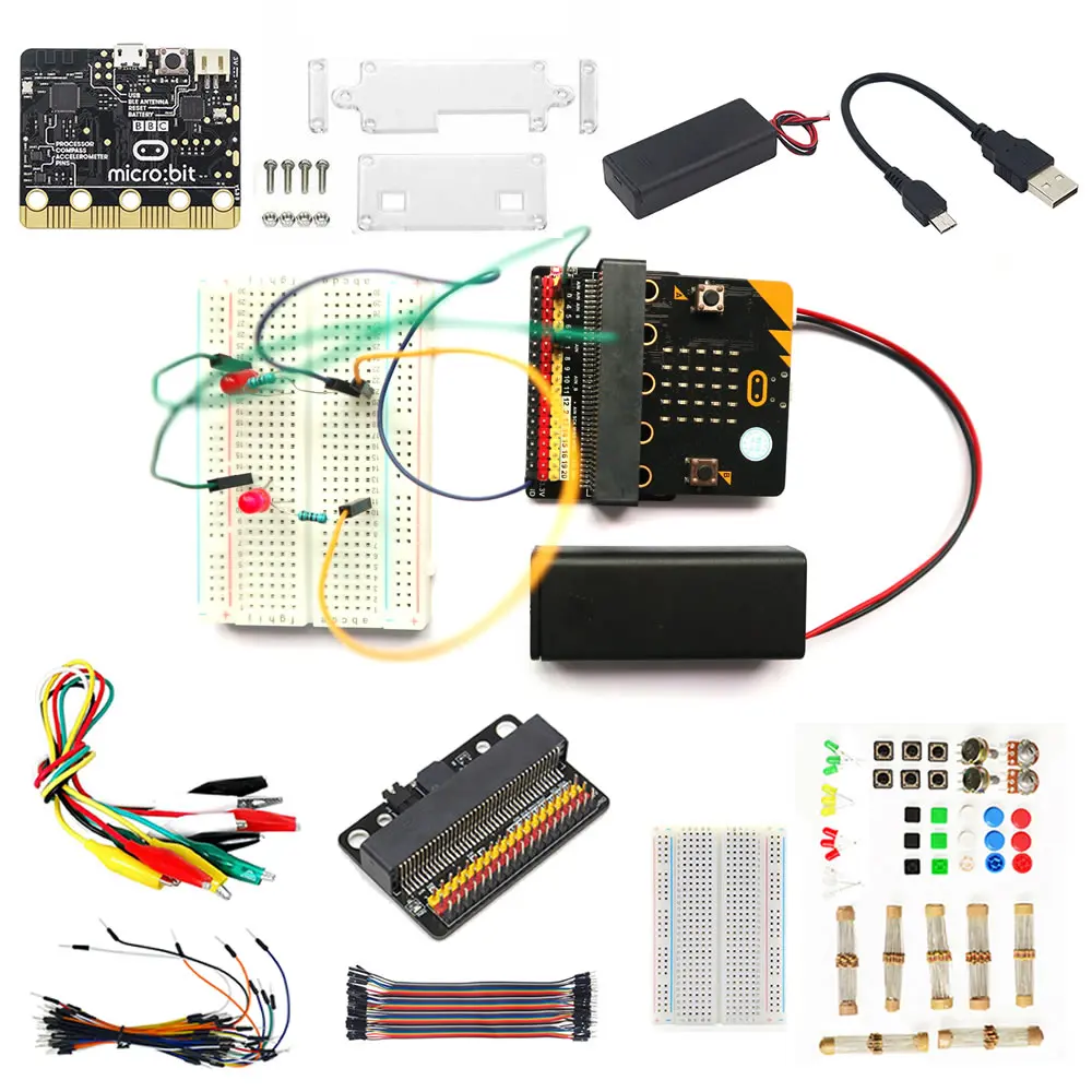 

BBC Micro:bit Go Starter Kit Case Expansion Breadboard USB Cable Learn Programming Kids