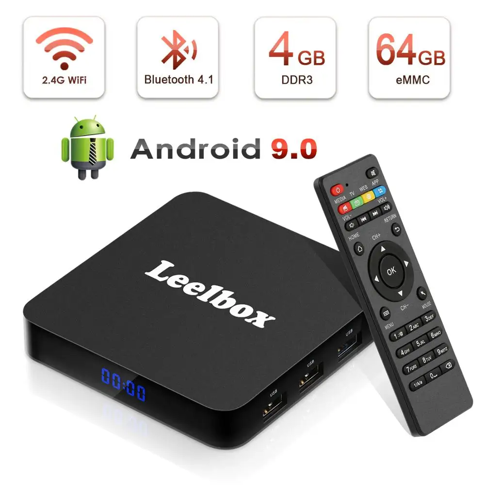 

NEW,Q4 Plus Smart TV BOX Android 9.0 4GB+64GB RK3228 Quad-Core WIFI 2.4G 4K 3D HK1mini Google Netflix Set-Top Box
