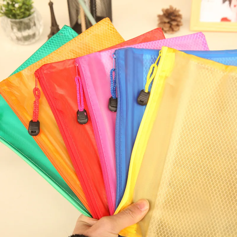 

1 pcs Colorful Double Layer canvas Cloth Zipper Paper File Folder Book Pencil Pen Case Bag File Document Bags