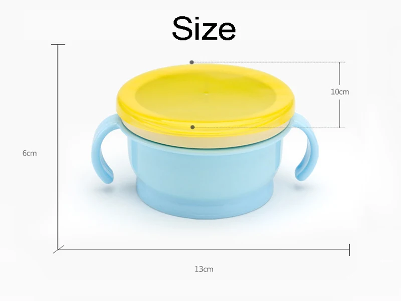 Baby 360 Rotate Spill-Proof Bowl Feeding Food Snack Dishes Tableware Container With Cover & Handle (11)