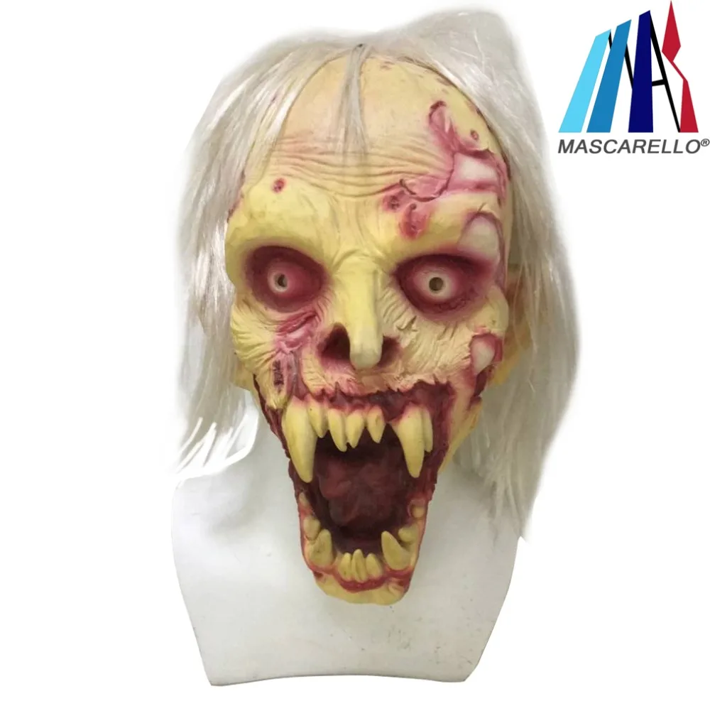

High Quality White-haired fangs King of Ghosts Mask High Simulation and Eco-friendly Natural Latex Mask for Halloween Party