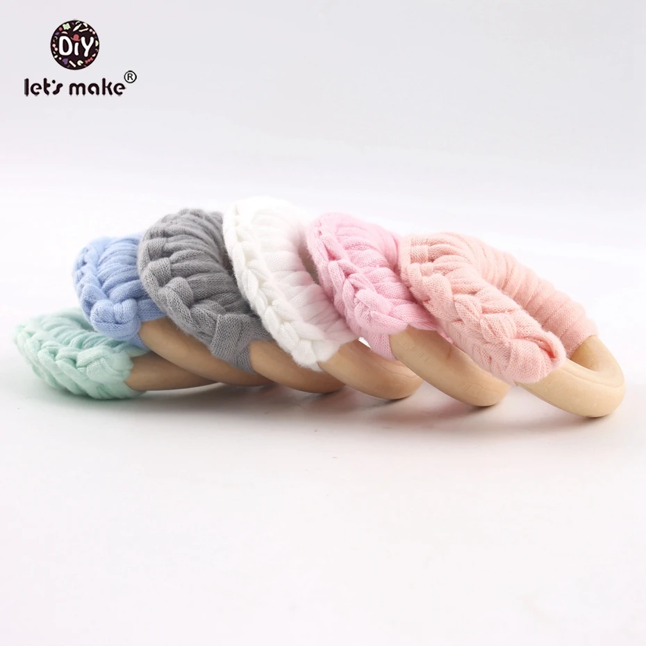 Let's make 5pcs Wooden Teethers Teething Rings Cotton Handmade DIY Baby Accessories BPA Free Waldorf Wood Ring | Мать и ребенок