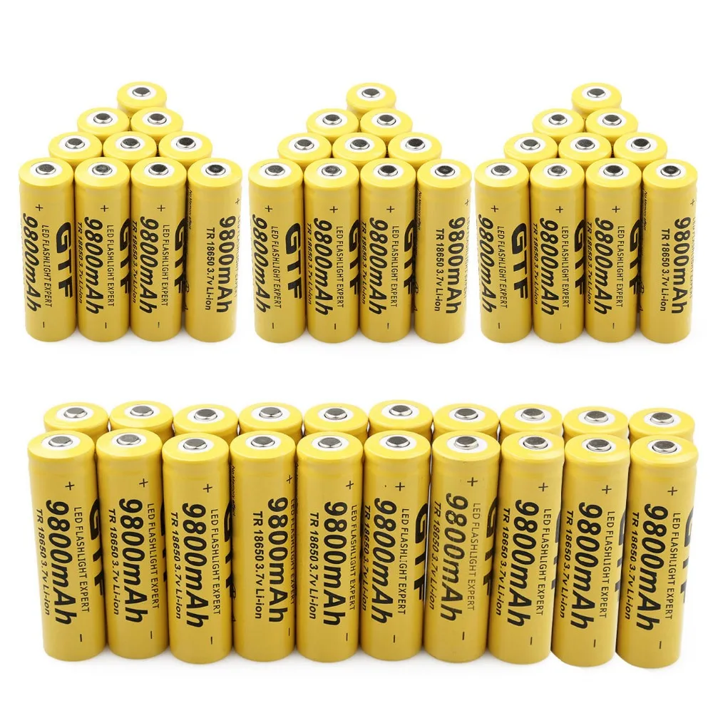 

GTF 500PCS 18650 Battery 3.7V 9800mAh Rechargeable Li-ion Cell Battery For Torch Flashlight Rechargeable Batteries