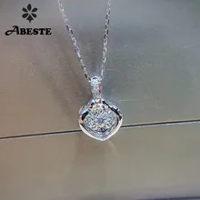 ANI 18K Solid White Gold Pendant Necklace SI 0 068 ct Real Natural Diamond Fine Jewelry