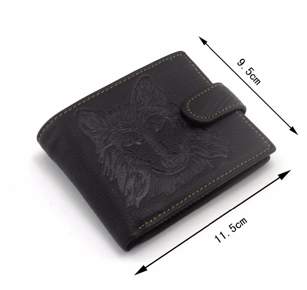 

Free Shipping Top Quality New Arrival Genuine Leather Wallet Wolf Totem Men Wallets Personality Hasp Vintage Male Purse Coin Bag